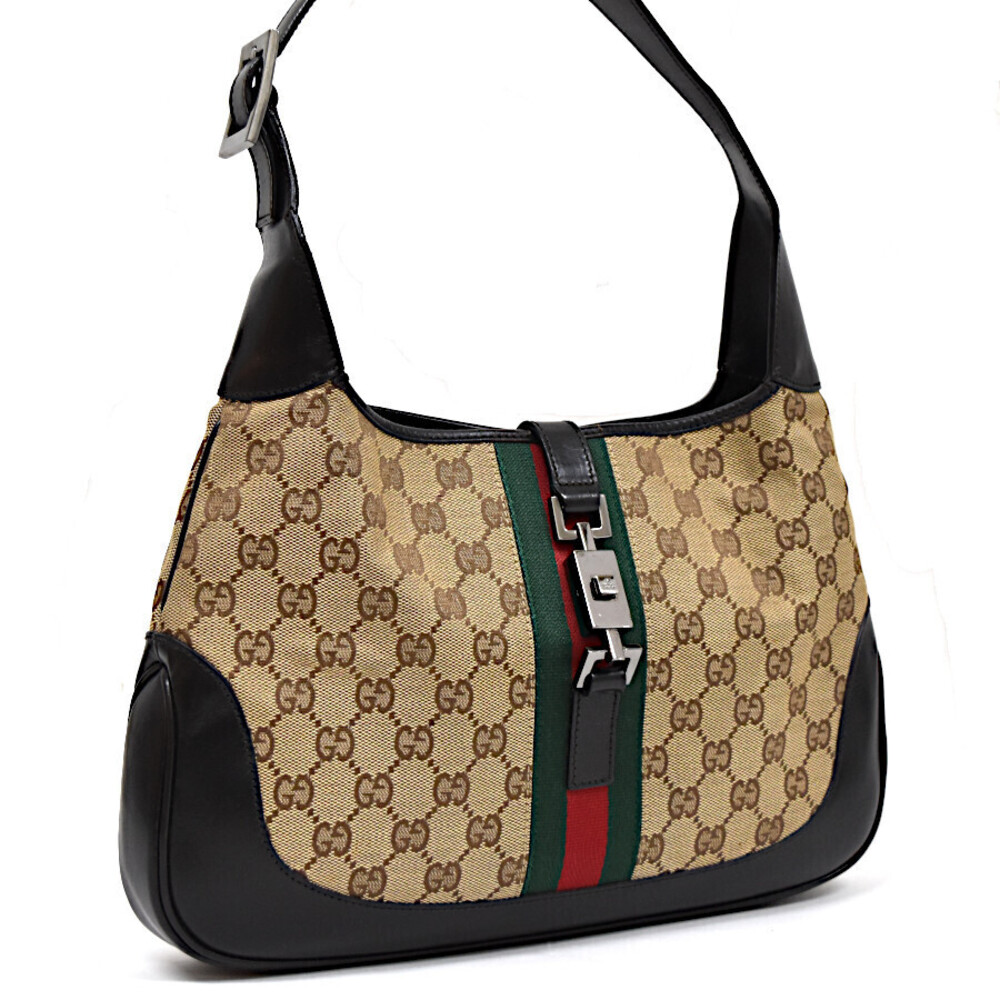 Gucci Hobo Bag Jackie GG Canvas Leather Beige Brown